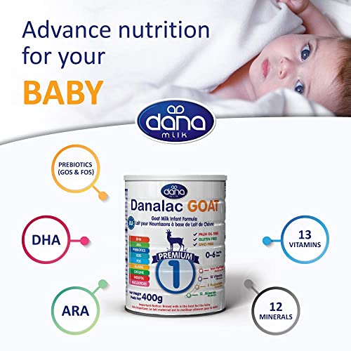 Danalac Goat Milk Infant Formula 400g Stage 1 Baby Milk Powder for Infants and Toddlers Age 0-6 Months (Pack of 6)