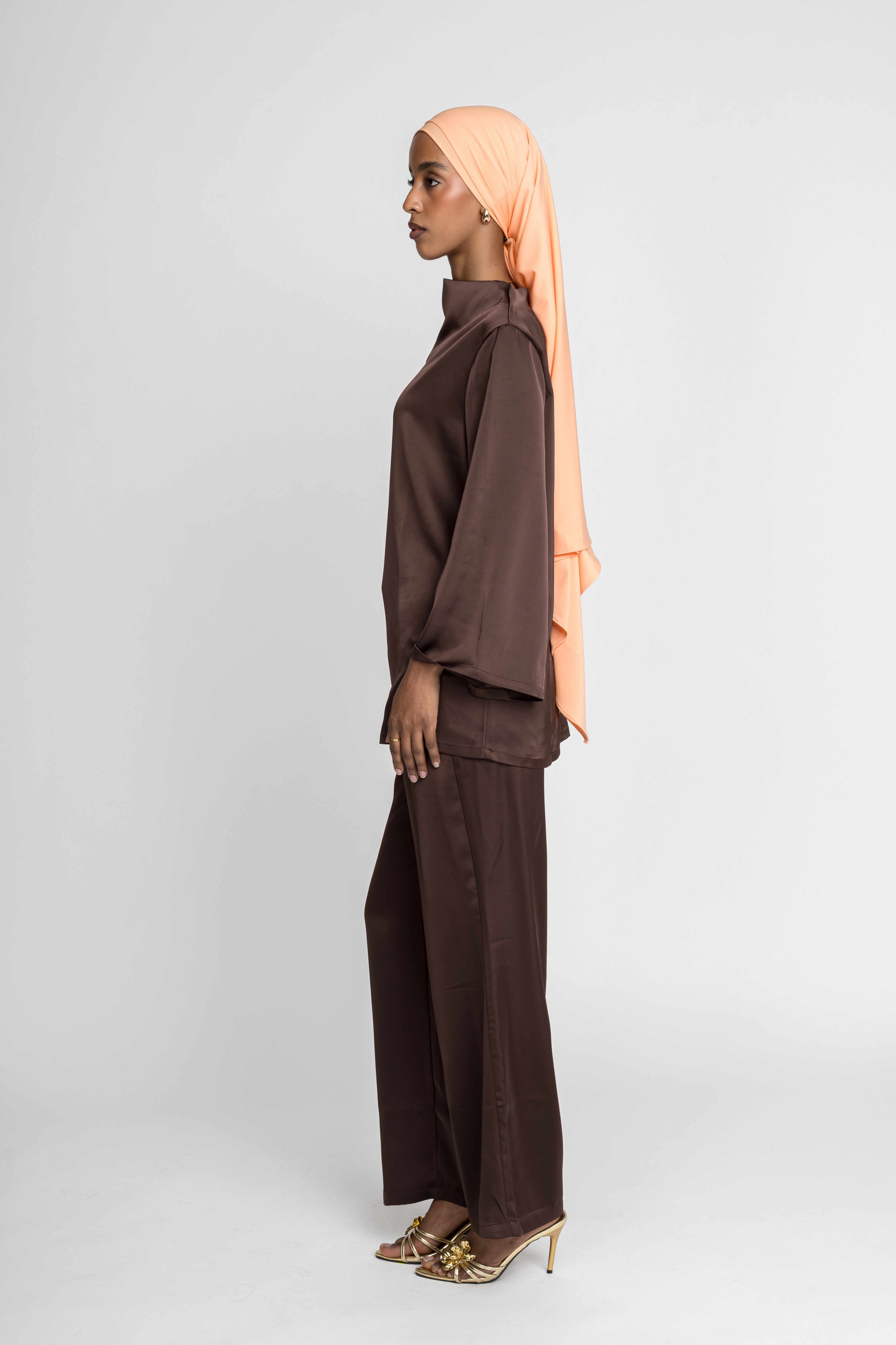 silk pants rich brown